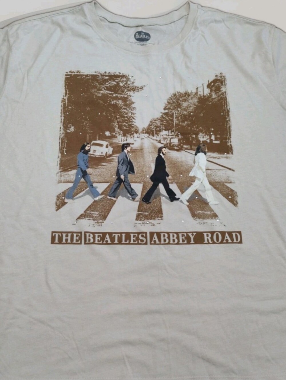 Apple Corps. Ltd. The Beatles Abbey Road Tan Tee 2XL VGC Rhinestone Embellished